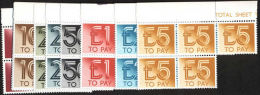 GB  - GREAT BRITAIN -  POSTAGE  DUE  Set In Blocs Of 5x - **MNH  - 1982 - Face Val. 46 Pound - Strafportzegels