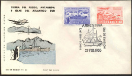 ARGENTINA   - ANTARTICA - BASE - SHIPS - PLANE - FDC - 1965 - Explorateurs & Célébrités Polaires