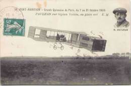 PORT-AVIATION - Grande Quinzaine De Paris Du 7 Au 21 Octobre 1909 -  PAULHAN Sur Biplan Voisin En Plein Vol - Meetings