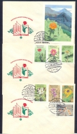 FDC Kyrgyzstan 1994 Flowers 3 FDCs** - Kyrgyzstan