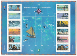 Marshall Islands MNH Scott #607 Sheet Of 12 Different 55c History Of Marhall Islands With Map In Center - Islas Marshall