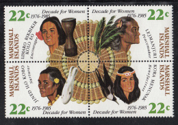 Marshall Islands MNH Scott #73a Block Of 4 Different 22c Island Women - Decade For Women - Marshallinseln