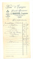 CAEN HOTEL D'ESPAGNE ET GRANDE BRASSERIE J CHAUFFREE PROPRIETAIRE 1934 - Sport En Toerisme