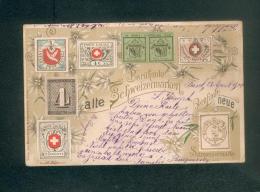 AK  - Suisse - Beruhmte Alte Schweizermarken ( Philatelie Représentation Marques Postales Timbres Suisses Menke-Huber) - Sent