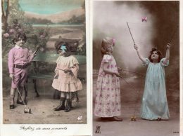 2 Cartes Fantaisies Enfants Jouant Au YOYO - Collections, Lots & Series