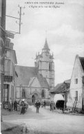 CPA (80) CRECY-EN-PONTHIEU, église Et La Rue De L'église, écrite, Non Timbrée De 1916 - Crecy En Ponthieu