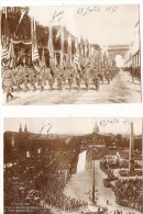Z 1467  CP     PARIS I4 JUILLET 1919 DEFILE DES TROUPES VICTORIEUSES  PLACE DE LA CONCORDE LOT DE 2 CARTES - Guerra 1914-18