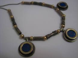 WONDERFUL LAPIS LAZULI SILVER & GOLD NECKLACE ISRAEL - Collares/Cadenas