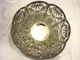 Vintage Russian Filigree Silver Plated Candy Dish Vase - Zilverwerk