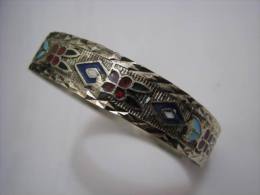 VINTAGE RUSSIAN ENAMEL SILVERED BAND BRACELET - Bracelets