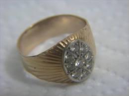 VINTAGE RUSSIAN DIAMOND 583´ ROSE GOLD RING Size 11.5 - Bagues