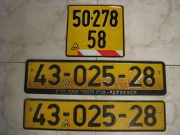 Vintage License Plates ISRAEL - Plaques D'immatriculation