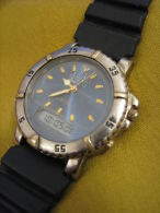 Vintage ADI PZFM-629 428 Quartz Chronograph Diver Dual-time Watch Israel - Antike Uhren