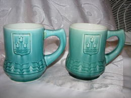 Vintage 1960´ Azerbaijan Baku Coat Of Arms Soviet Russian Porcelain MUGS - Sonstige & Ohne Zuordnung