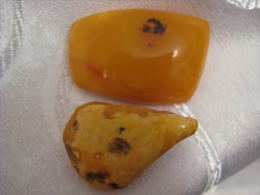 Two Fantastic Colors Vintage Baltic Amber Brooches - Brooches