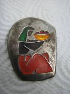 1950´S ISRAEL MODERN ART ENAMEL SILVER BROOCH-PENDANT - Brooches