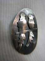 \""BIRDS\" ST. SILVER BROOCH ISRAEL ART By REUVEN ~ SCARCE - Spille