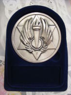 \""AIR FORCE IN MY HEART\" Awarded Silvertone Medal IDF Israel 57mm Cased - Otros & Sin Clasificación