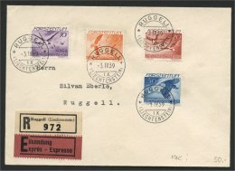 LIECHTENSTEIN, AIRPOST 1939 4 STAMPS ON FDC! - Briefe U. Dokumente