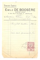 Facture - Emile DE BOOSERE - Marchand-Tailleur - BRUXELLES  1922 - Métiers - 1900 – 1949