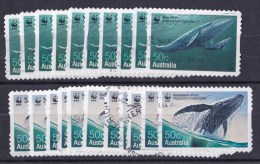 Australia 2006 Whales 50c Both Self-adhesives 10 Of Each Used - Verzamelingen