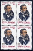 ROMANIA 1970  Engels 150th Anniversary In Block Of 4  MNH / **  Michel 2867 - Ongebruikt