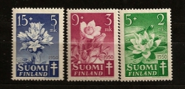 Finlande Finland 1950 N° 368 / 70 ** Fleurs, Santé, Tuberculose, Nymphata, Pulsatilla, Companula, Nénuphar, Anémone - Unused Stamps