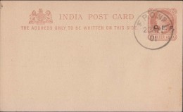 Br India Queen Victoria, Postal Card, C.E.F / China Expeditionary Force Overprint, With Postmark, Unused Inde Indien - 1882-1901 Keizerrijk