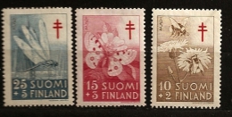 Finlande Finland 1954 N° 417 / 9 ** Santé, Tuberculose, Insecte, Papillon, Bourdon, Apollon, Libellule, Fleur, Médecine - Unused Stamps