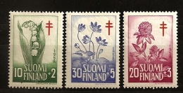 Finlande Finland 1958 N° 472 / 4 ** Santé, Médecine, Tuberculose, Fleurs, Muguet, Trèfle, Anémone Hépatique, Croix - Unused Stamps