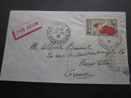 Enveloppe Lettre Tananarive Madagascar 17/11/1936 Ex Colonie Française-Paris Par Avion Timbre Poste Aérienne Madagascar - Storia Postale