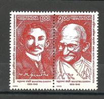 INDIA, 1995, India - South Africa Co-operation Joint Issue, Gandhi, Setenant Set, 2 V, , MNH, (**) - Ongebruikt