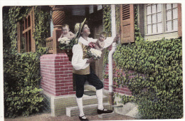 Carte Postale Homme Livre Des Bébés Charrette Hotte 1905 (2 Cartes) - Naissance
