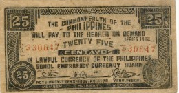 BILLET # PHILIPPINES # 1942 # 25 CENTAVOS # COMMONWEALTH  # PICK132 # CIRCULE # - Philippines