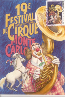 CARTE MAXIMUM PREMIER JOUR FESTIVAL DU CIRQUE MONACO 1995 - Circus