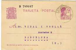 1202 Entero Postal  Estacion Arenys De Mar 1933 Republica - 1931-....