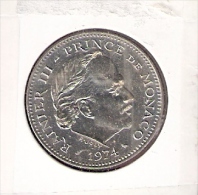 MONACO 5 FRANCS 1974 RAINIER Unc. - 1960-2001 Nouveaux Francs