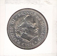 MONACO 5 FRANCS 1974 RAINIER Unc. - 1960-2001 Francos Nuevos