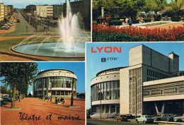 LYON 8ème - Multi-vues : Fontaine Des Etats-Unis, Théatre Et Mairie Du 8ème Arrondissement - 1972, 2 Scans - Lyon 8