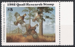 Quail Research Stamp 1982 ** MNH Vogel Birds - Duck Stamps