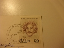 STORIA POSTALE Francobollo Commemorativo Einstein Montemagno Chiesa Parocchiale Monumento Ai Caduti - Monumenti Ai Caduti