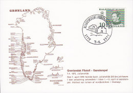 Greenland Sonderstempel JULIANEHÅB 1975 Town Jubilee Landkarte Map Cachet (Cz. Slania) Stamp - Brieven En Documenten