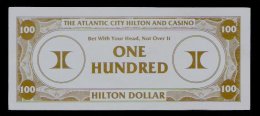 Test Note "HILTON" Testnote,  100 Dollars, RRRRR, UNC, Sehr Alt!! Dollar Size - Otros & Sin Clasificación