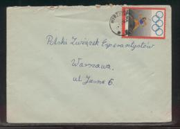 POLAND 1970 (1969) LETTER WYRZYSK TO WARSAW SINGLE FRANKING 1969 60GR OLYMPICS JAVELIN - Cartas & Documentos