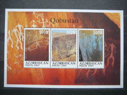 Rock Carvings In Nature Reserve Qobustan # Azerbaijan 1997 MNH #Mi.Klb.350/2 Art - Aserbaidschan