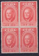 Cuba1947:Michel209mnh** Block Of 4 ROOSEVELT - Nuevos