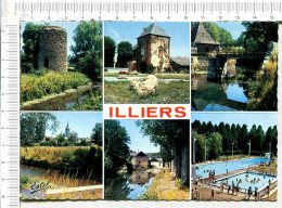 ILLIERS  -  6 Vues  :  La Tour - Le Vieux Château - La Grand' Planche - L Eglise - Le Loir - La Piscine - Illiers-Combray