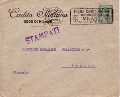 ITALIE - PERFORATION C.I. CREDITO ITALIANO SEDE DI MILANO - LE 12- 4-1920 LETTRE POUR LA FRANCE. - Poststempel