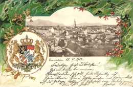 Traunstein Panorama Carte Gauffrée 1902 Verlag V. Josef Munchen - Traunstein