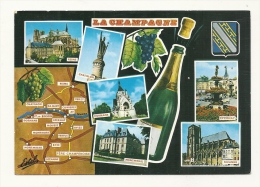 Cp, Carte Géographique, La Champagne, Voyagée 1994 - Landkarten